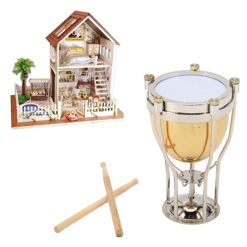 Miniature Timpani Model Decorative Exquisite Copper Timpani Ornament for Graduation