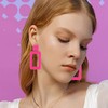 Just Follow Hot Pink Geometric Beaded Drop Dangle Hoop Earrings