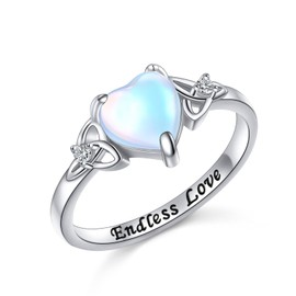 DAOCHONG Celtic Knot Ring For Women Heart Trinity Rings 925 Sterling Silver Infinity Moonstone Vintage Engagement Celtic Jewelry High Polish Tarnish Resistant Eternity Wedding Band Stackable Ring (8)
