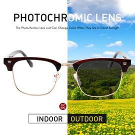 ZAMGIC Photochromic Sunglasses Blue Light Blocking Glasses for Men and Women Day Night Multi-use Eyeglasses (Brown)