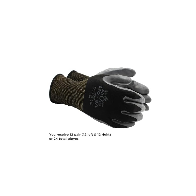 Showa Best 370B Atlas Nitrile Palm Coating Glove, 13-Gauge Seamless