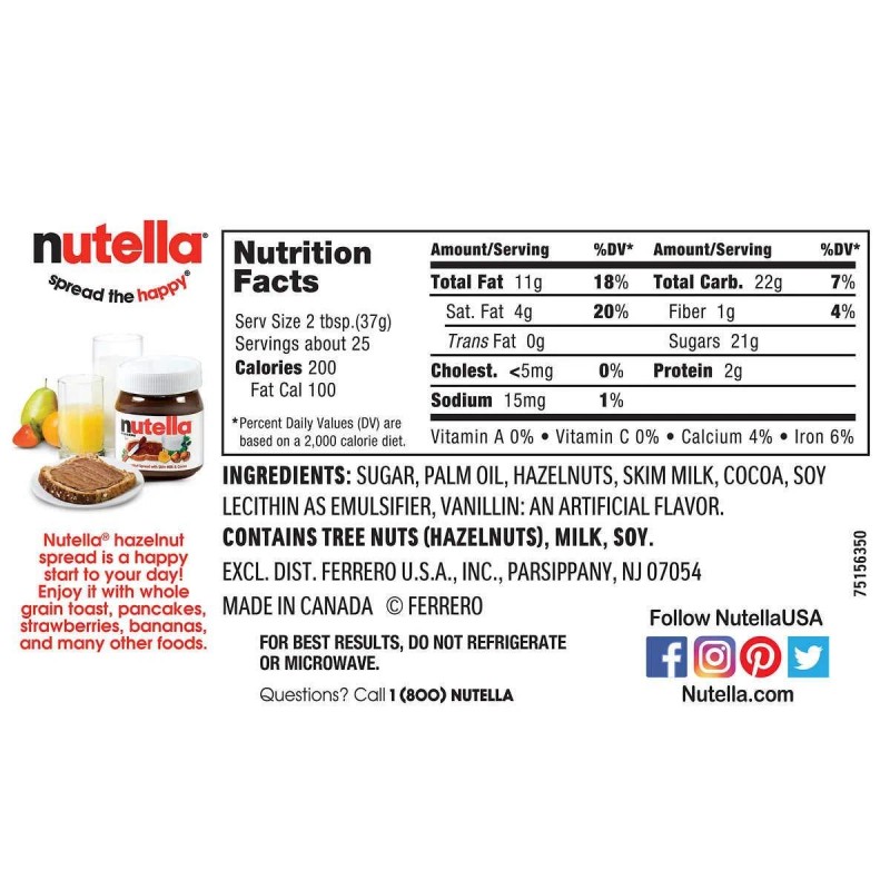 Nutella Hazelnut Spread with Cocoa, 33.5 oz, 2-count (2 Pack)