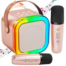 Karaoke Machine with 2 Karaoke Microphones for Children and Adults: Wowstar Karaoke System with 2 Microphones - Mini Karaoke Machine - Bluetooth Speaker Karaoke Box Set - Gifts for Girls