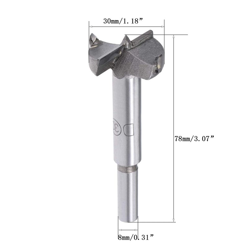 TOP-VIGOR 30mm Forstner Drill Bit, Tungsten Carbide Wood Auger Drill