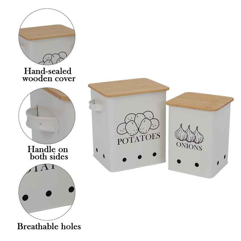 Gdfjiy Kitchen Vegetable Storage Tins Set of 2 for Potatoes,