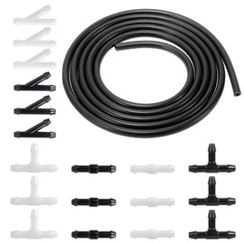 TAIHOBO 4 m Windscreen Washer Hose Black, Wiper Hose Repair Kit, Automotive Hose, Universal Hose for Windscreen Washer System with 18 Hose Connectors (3 Types, 2 Colours)
