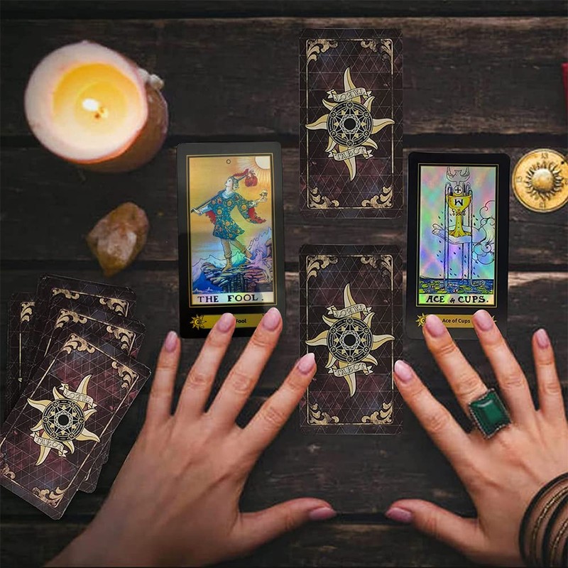 VOVOH Tarot Cards Deck, 78 Holographic Classic Tarot Cards with