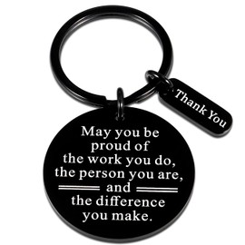 Thank You Gifts for Coworkers, Never Forget The Difference That You Make Keychain Keepsake Farewell Going Away Goodbye Appreciation Retirement Gifts for Women Men Coworker Boss Friends (Black)