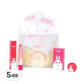 Recipe box children's travel simple makeup set, portable pouch + 2 children's mask packs + lip crayon + nail polish botanical pink, 5 sets / 레시피박스 어린이 여행용 심플 메이크업 세트, 휴대용 파우치 + 어린이 마스크팩 2p + 립크레용 + 매니큐어 보타니컬 핑크, 5세트