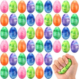 WinnerWhy 48 Pcs Easter Eggs Stress Balls Squeeze Easter Eggs Toy Slow Rising Stress Relief Easter Eggs Bulk for Easter Egg Hunt, Easter Theme Party Favor, Basket Stuffers Fillers, Easter Gifts