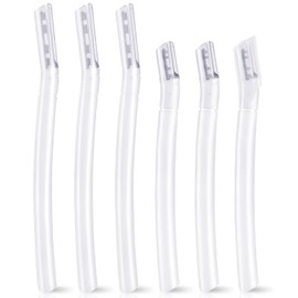 6 PCS Eyebrow Razor Set, Transparent Face Razor for Women and Men, Multipurpose Dermaplaning Tool, Eyebrow Hair Trimmer, Face Shaver with Protective Cover, 3 Pcs Long Handles and 3 Pcs Short Handles