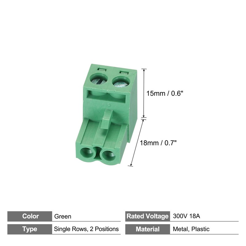 QUARKZMAN 15pcs KF2EDG 5.08mm Pitch 2P Pluggable Blocks Connector Socket