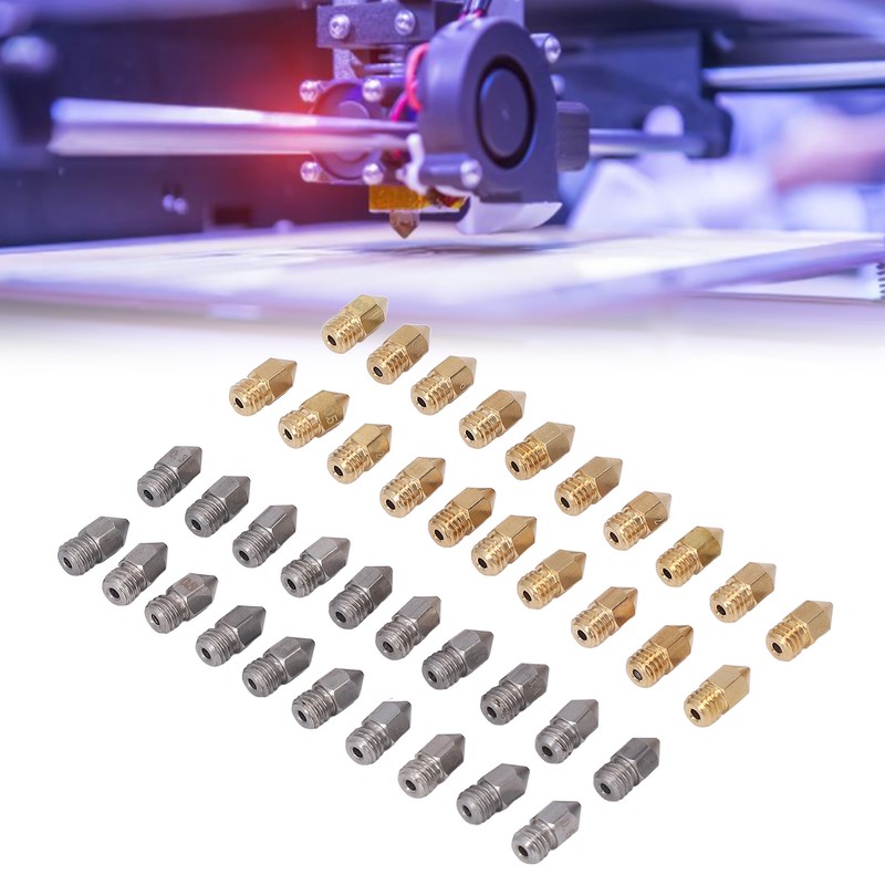 52Pcs 3D Printer Nozzle Stainless Steel Brass with Cleaning Tool