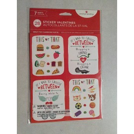 American Greetings 28 Sticker Valentines Assorted ~ Great for Classroom Valentine Parties