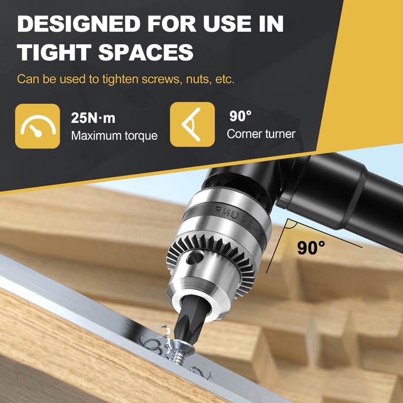 Gueenky 90 Degree Angle Drill Attachment with Keyless Chuck 1-10