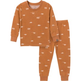 Modern Moments by Gerber Baby Hacci Snug Fit 2-Piece Pajama Set, Light Med Brown Cars, 4T