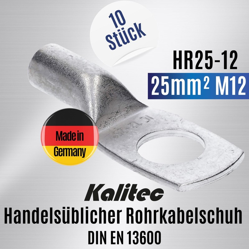 Kalitec HR25-12 Standard Pipe Cable Lugs 25 mm² M12 I