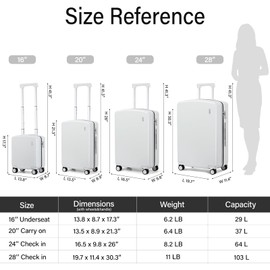 Hanke 20 Inch Carry On Luggage 22x14x9 Airline Approved Lightweight Hard Sided Luggage with Spinner Wheels Suitcases Tsa Luggage for Travel Rolling Luggage Carry On Bag(Smoke White)