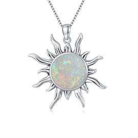 DOLIOX Sun Opal Pendant Necklace, 925 Sterling Silver Genuine Gemstones Western Jewelry Gift for Women