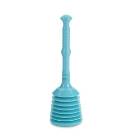 TURBO PRODUKTE Turbo Tamper Turquoise - Plunger Tubular - Plunger for Toilet, Sink, Shower and Much More - Maximum Suction Power - 5x Suction Volume