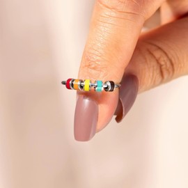 Jellatante Fidget Ring Set-Rotatable Bead Rings,Open Adjustable Spinner Ring Mood Rings Cute Fidgets Rings Gifts for Women Men, Plastic, No Gemstone