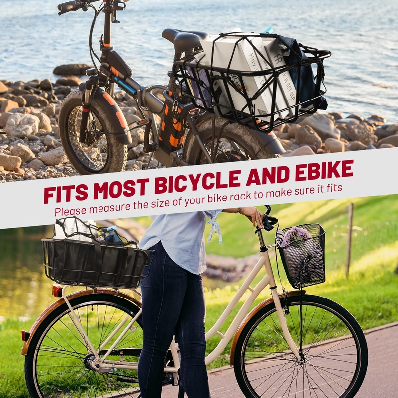 Bike Basket Rear, Bicycle Baskets for Adult Bikes, Ebike Basket