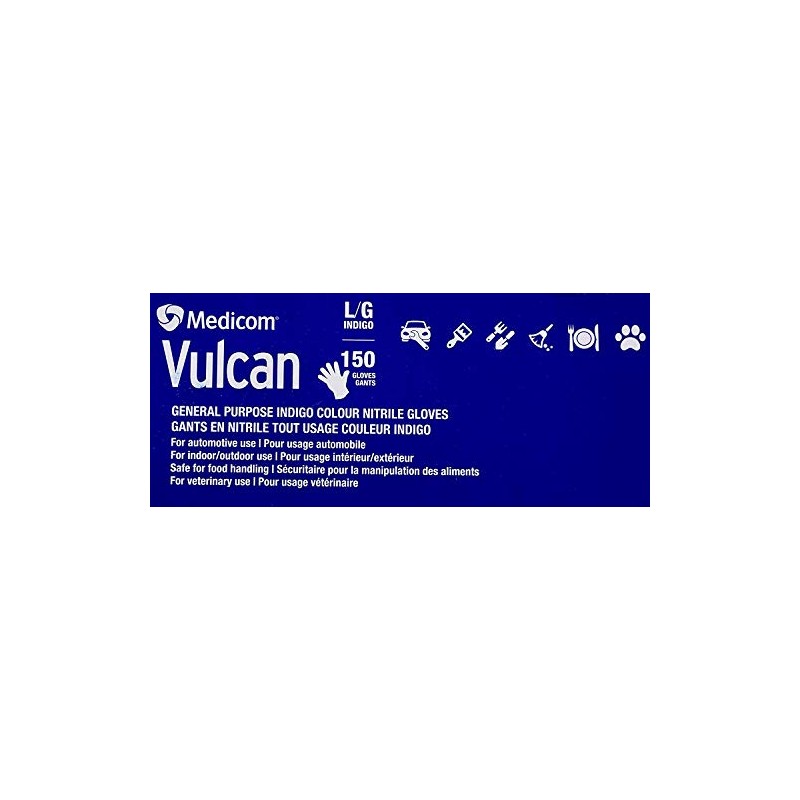 MEDICOM Vulcan Nitrile Gloves, 150 Count Large