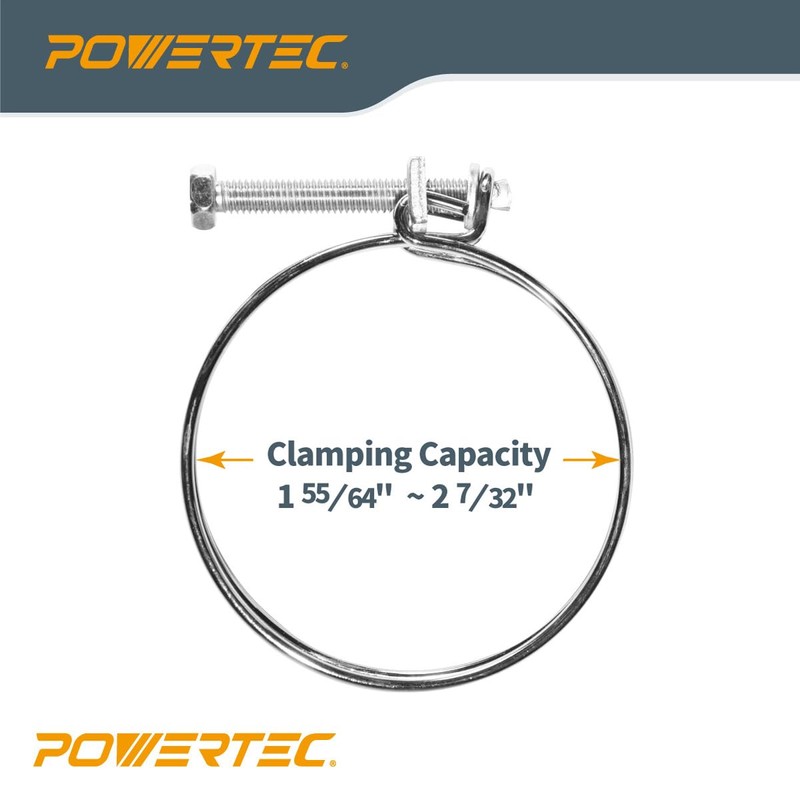 POWERTEC 70215 2 Inch Double Wire Hose Clamp with bolt,