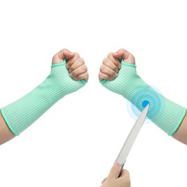 PATIKIL 10 Inch Cut Resistant Sleeve, Arm Safety Protectors Sleeves with Thumb Hole Level 5 Protection Forearm Guard Sleeves for Thin Skin and Bruising, XS, Dark Green