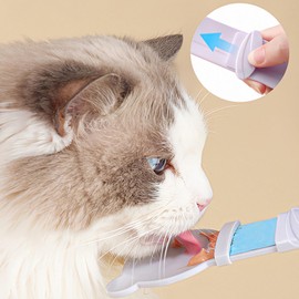 Hfpengzan 3PCS Cat Treat Spoon Squeeze Cat Strip Feeders,Multi-Function Treat Dispenser for Pet Supplies (Pink, Blue, Purple)