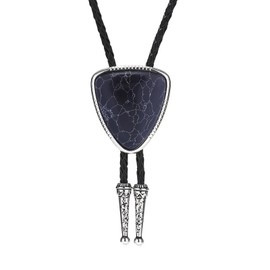 Doitby Nature Agate Bolo Tie Triangle Necktie Western Cowboy Bolo Ties Necklace For Men Women