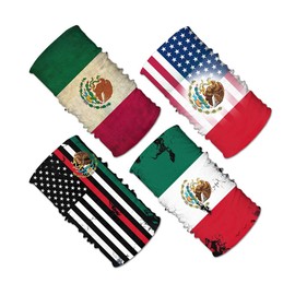 4pcs Mexico Flag Face Scarf Magic Tube Bandana Headwear Neck Gaiter Tube Scarf Headbands Balaclava