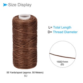 CoCud Leather Sewing Threads, 55 Yards 150D/1 mm Thread, Polyester Sewing Thread, Brown - (Applications: for Leather Crafts Sewing)