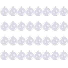 32 Pcs Clear Fillable Xmas Ball,Christmas Baubles,DIY Crafts Ornaments Christmas Tree Baubles Decoration for Christmas, Wedding, Party, Home Decor