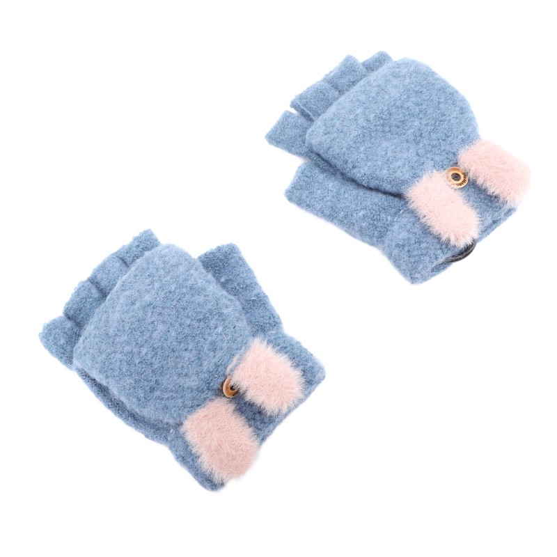 USB Heated Knitted Flap Gloves Half Finger 5V Winter Heating