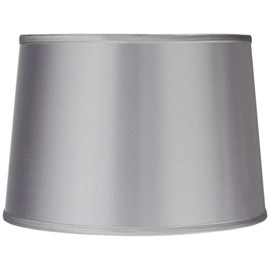 Sydnee Satin Light Gray Medium Drum Lamp Shade 14" Top x 16" Bottom x 11" Slant x 11" High (Spider) Replacement with Harp and Finial - Brentwood