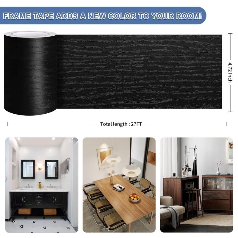 TIANLDD 27 FT Wood Grain Wallpaper Border, Removable Waterproof Mirror
