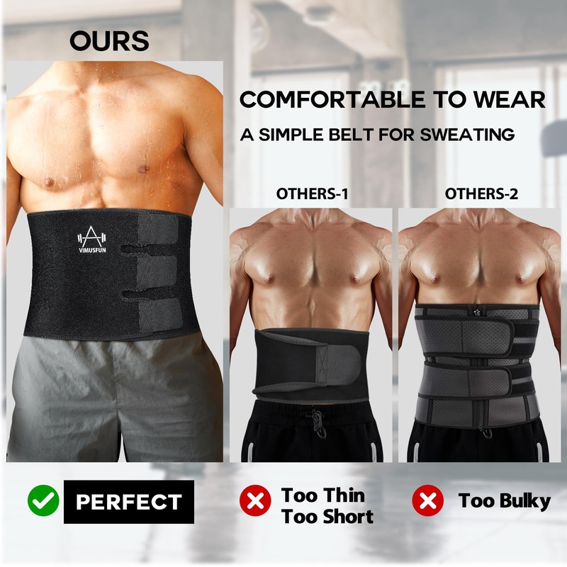 VIMUSFUN Waist Trimmer Belt Men Sweat Band Waist Trainer For