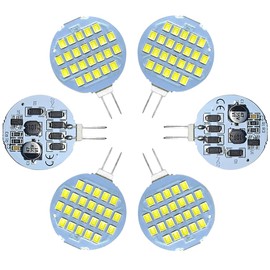 GRV G4 MR11 24-2835 SMD Interior LED Light Bulb AC/DC12V-24V Super Bright 2W Cool White Lighting for RV Boat Camper Cabinet Dome Light Pack of 6（3.0Generation）