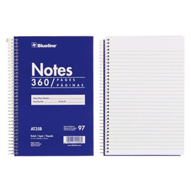Blueline Steno Pad/Note Pad, Spiral Binding with Flexible Blue Cover, 9 x 6 x 0.813 Inches, 360 Pages (AT35B)