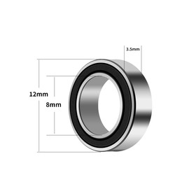 ANGEEK MR128-2RS Ball Bearings 8 mm x 12 mm x 3.5 mm, Pre-Lubricated, Double Seal, MR128RS Deep Groove Ball Bearings, Pack of 20