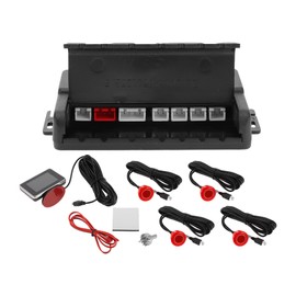 Motoforti Universal Car Auto Vehicle Reverse Backup Radar System Reverse Parking Sensors Sound Warning Distance Detection Red 4 Parking Sensors