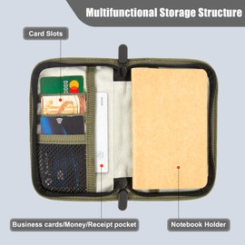 Mebiosi Field Notes Cover,Waxed Canvas Notebook Cover for 3.5" x 5.5" Journal Notebook with Zipper, Pen Holder