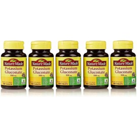 Nature Made Potassium Gluconate Nerve & Muscle Tablets 550mg 100 Count Pack of 5