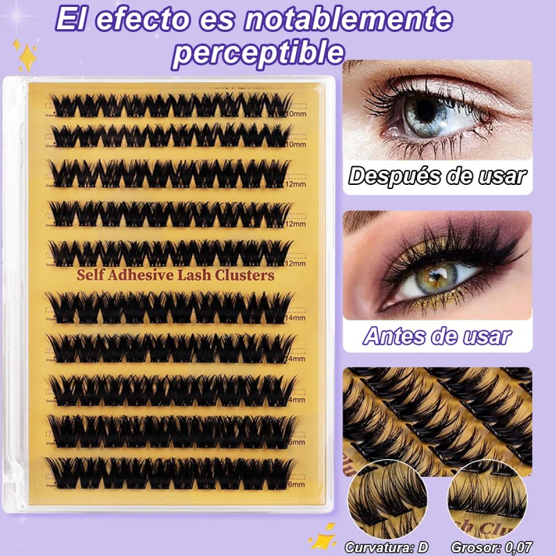 Kit De Pestañas Autoadhesivas Impermeable Y Reutilizable Diy Negro
