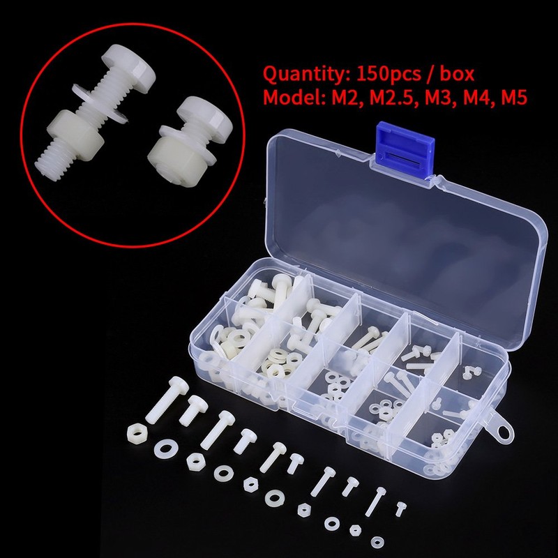 Pack of 150 Screws Nuts Washers Assortment Kit M2 M2.5