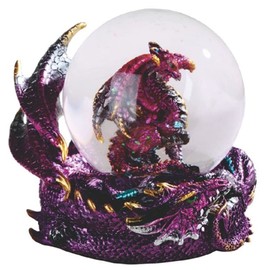 ICE ARMOR 4.25" W Purple Dragon Glitter Snow Globe Statue Decoration Figurine