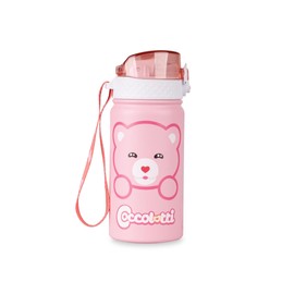 Colourbook - Isolierflasche Coccolotti 400 ml, Edelstahl doppelwandig, hält warm / kalt 12 Stunden, weicher Silikonauslauf, sicherer Verschluss, integrierter Haken (Classic Rosa)