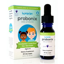 Probonix Humarian for Kids Aged 1-9 Years Old - High Bioavailability Liquid Probiotics - Superior 8-Strain Probiotic Drops to Fortify Gut Health, Immunity & More - 30-Day Supply, Tasty Grape Flavor