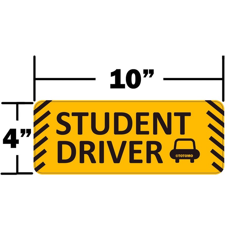 TOTOMO Student Driver Magnet Sticker - (Set of 2) 10"x4"